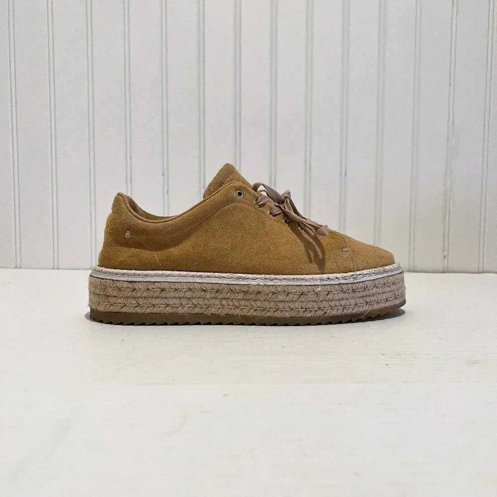 Rag & Bone Kent Tan Suede Espadrille Slip On Boho Designer Lace Up Sneakers 7.5